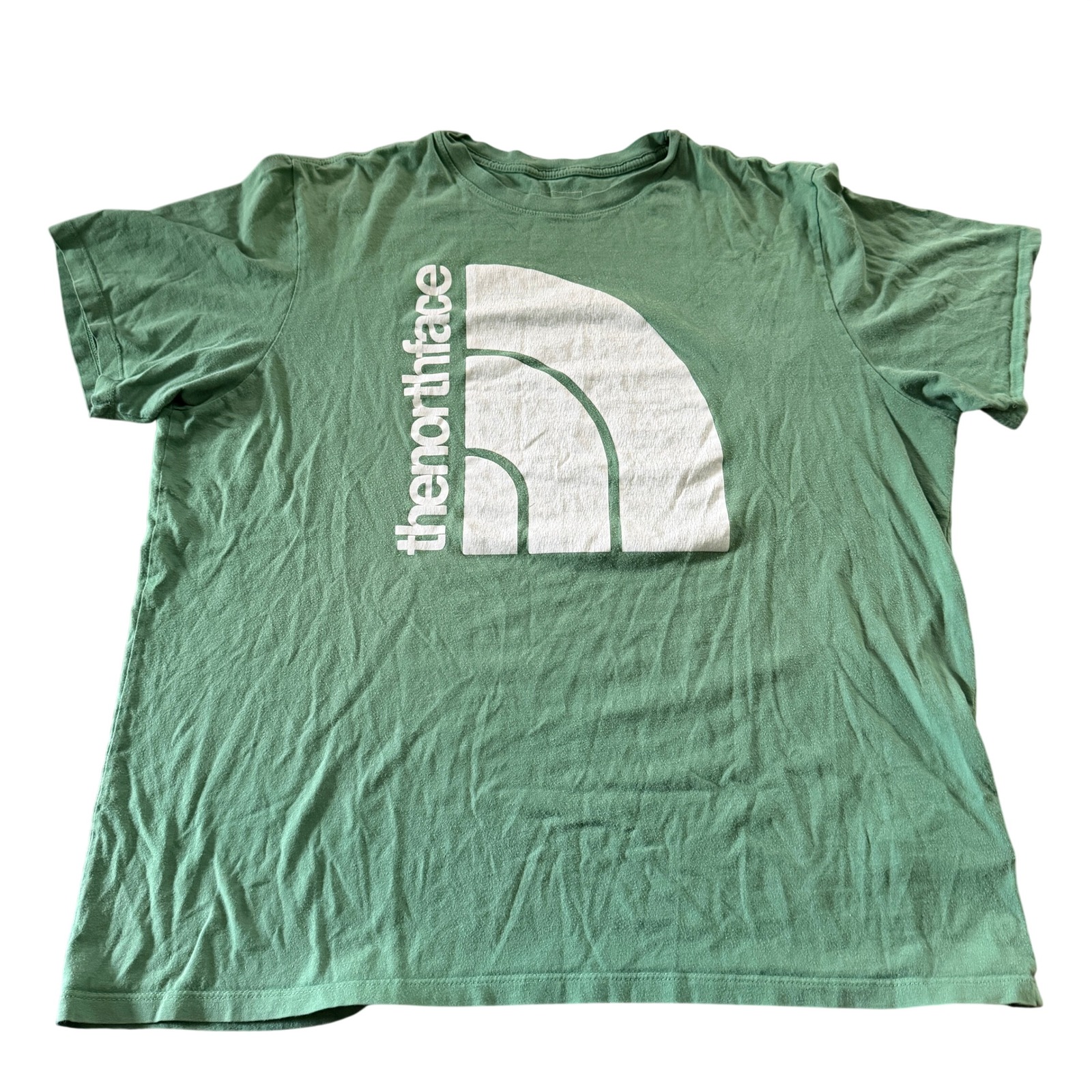 The North Face T Shirt Mens Xl Green Big Logo Graphic Tee Outdoor Casual